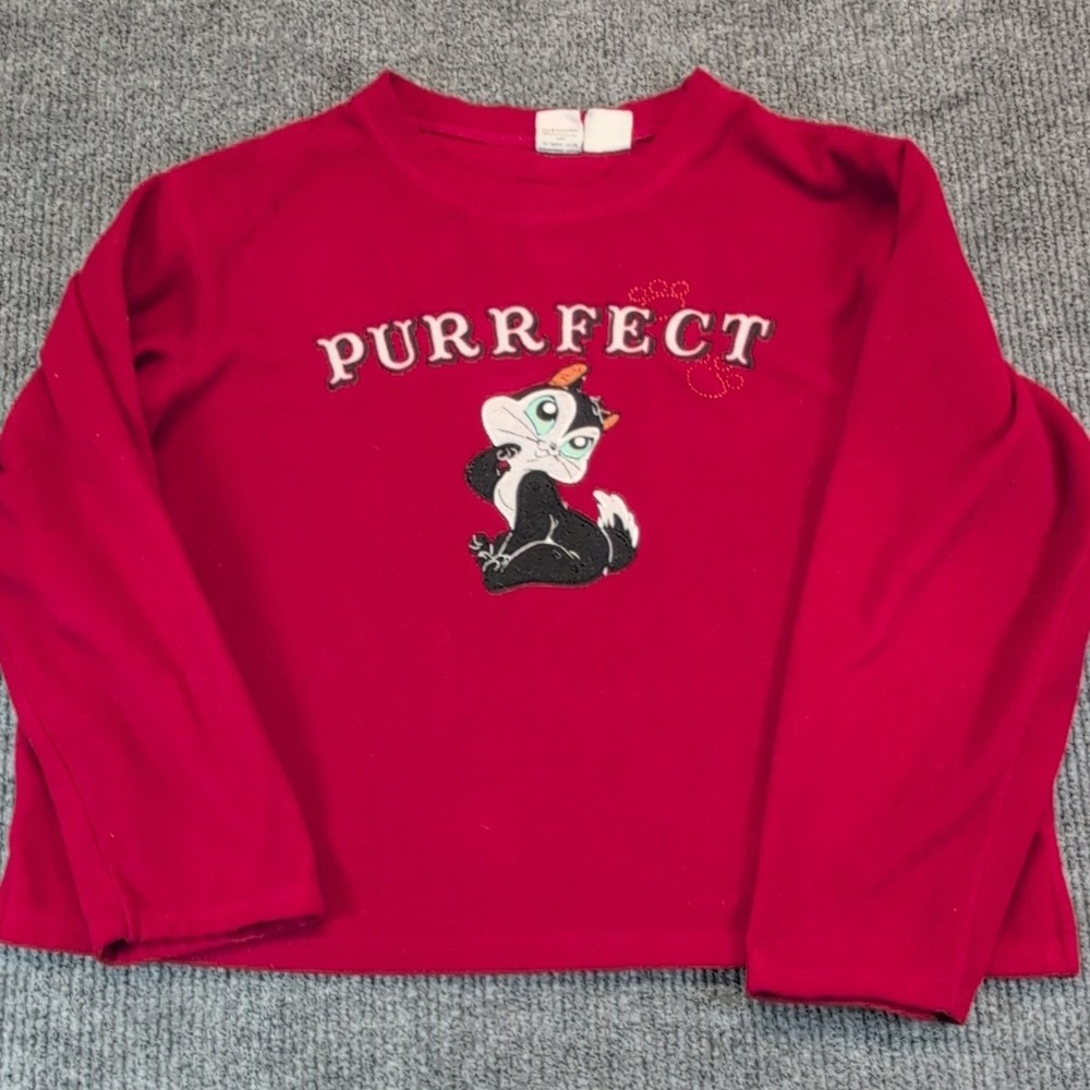 Looney Tunes Women's XL Red Penelope Pussycat Crewneck Pullover Sweatshirt